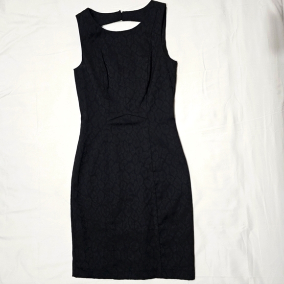 H&M ✦ Black Animal Print Dress 2 ✦ Cutout Back Lined Structured Sleek Stretch 2 - Picture 2 of 16